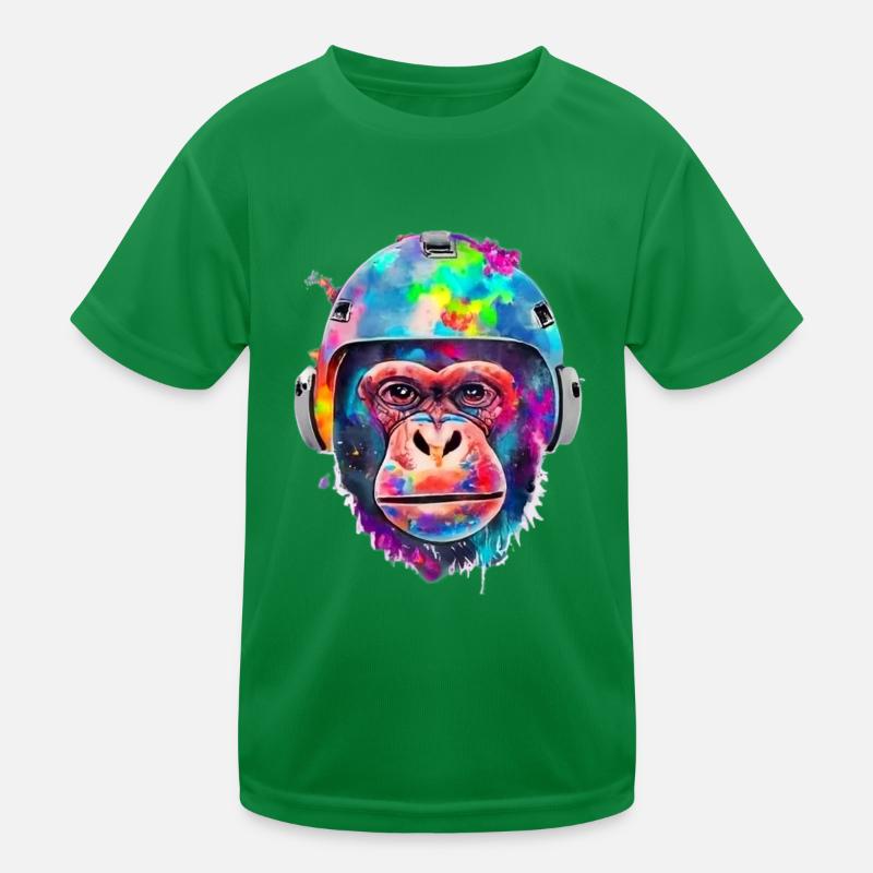 Monkey with a space helmet Kids Functional T-Shirt