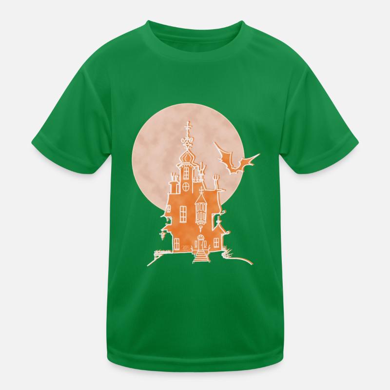 Schloss, Boho Line Art Design, Serie „Halloween“ Kinder Funktions-T-Shirt