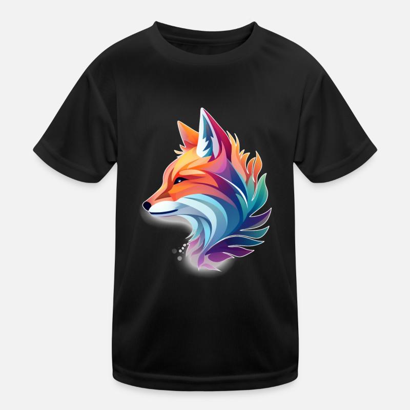 Colorful Fox - Kids Functional T-Shirt - black
