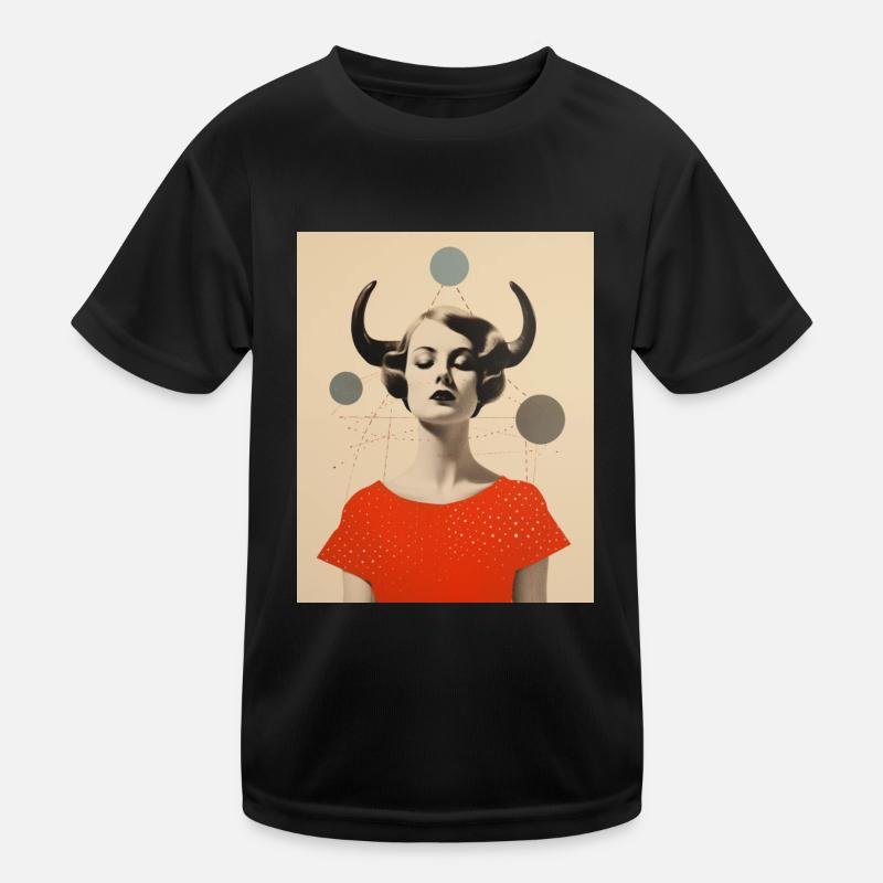 Taureau collage art astrologie T-shirt sport Enfant
