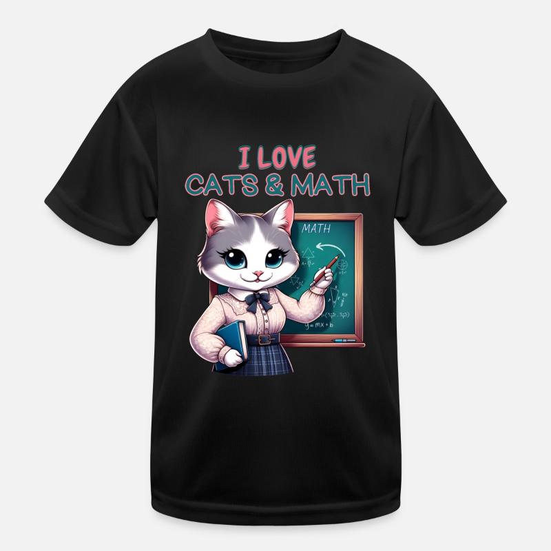 I love Cats & Maths T-shirt sport Enfant