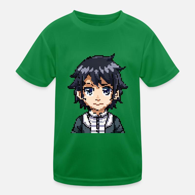 Anime Figure in 8-Bit Kids Functional T-Shirt