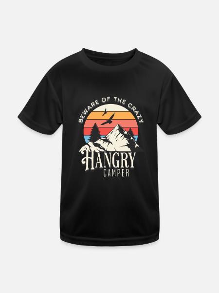 Hüten Sie sich vor dem hungrigen Camper - Kinder Funktions-T-Shirt - Schwarz - Vorne