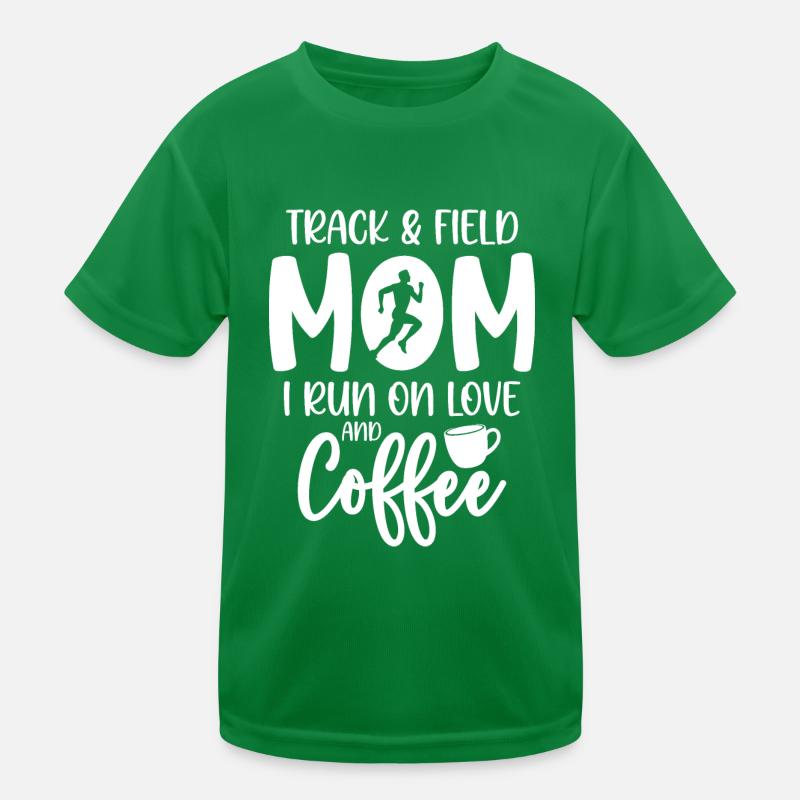 Leichtathletik-mama Läuft Mit Kaffee Und Liebe Kinder Funktions-T-Shirt