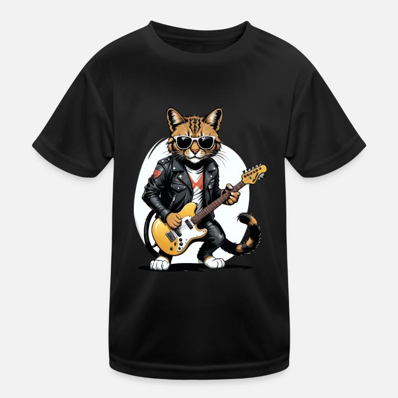Cat Rocker Katze HardRock Geschenk Kinder Funktions-T-Shirt
