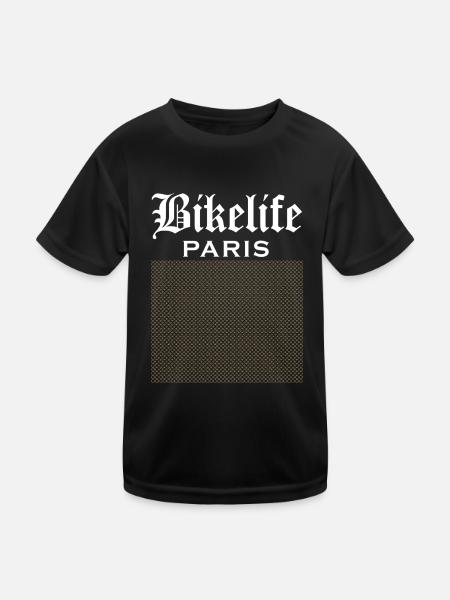 TheRealBikelife Paris Monogramme - T-shirt sport Enfant - noir - Devant