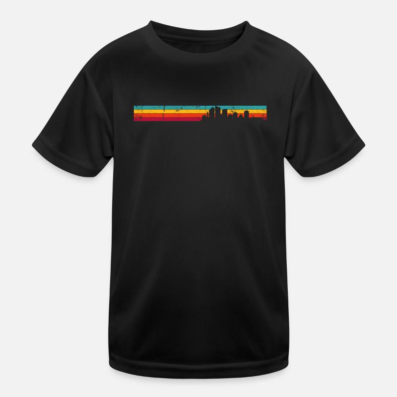 Sunset City Silhouette Gradient - Kids Functional T-Shirt - black
