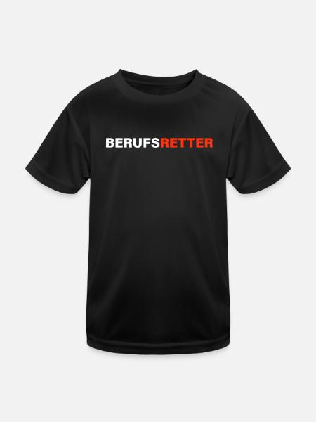 Berufsretter - Kinder Funktions-T-Shirt - Schwarz