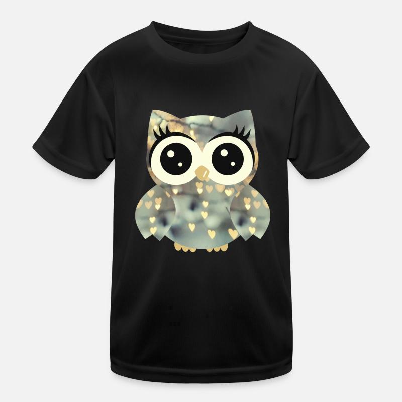 Eule_Glory - Kinder Funktions-T-Shirt - Schwarz