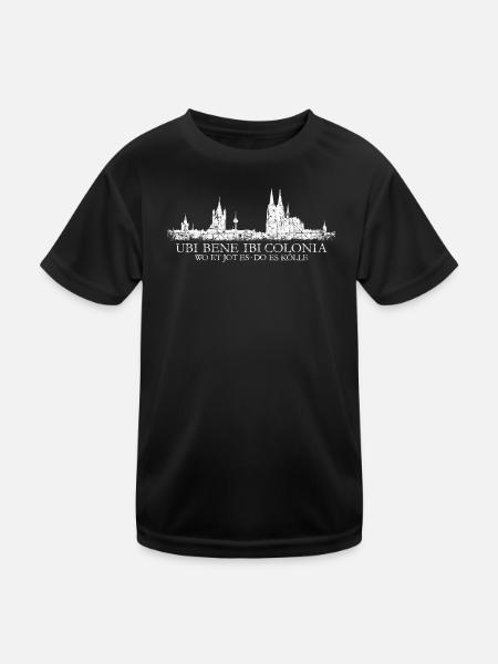 UBI BENE IBI COLONIA Kölnerer Skyline von Köln - Kinder Funktions-T-Shirt - Schwarz - Vorne
