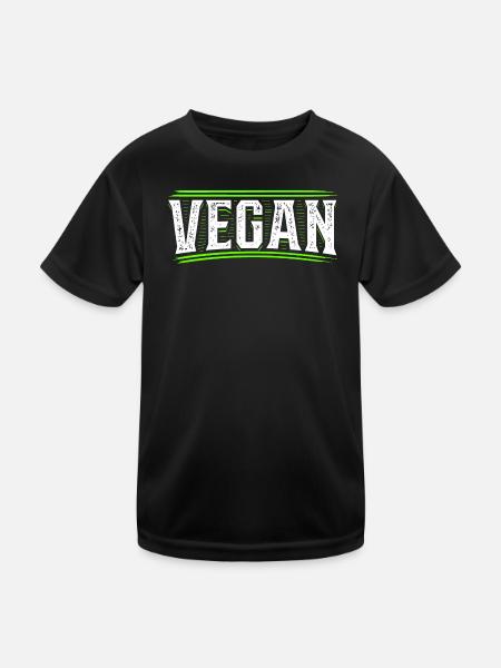 Vegan - Veganer - Veganerin - Vegane Ernährung - Kinder Funktions-T-Shirt - Schwarz - Vorne