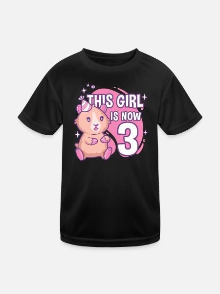 3ème anniversaire Cochon d’Inde Fille de 3 ans - T-shirt sport Enfant - noir - Devant