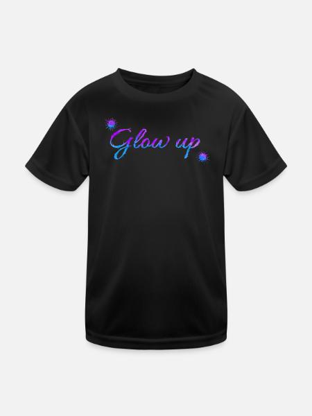 Glow up - Kinder Funktions-T-Shirt - Schwarz - Vorne