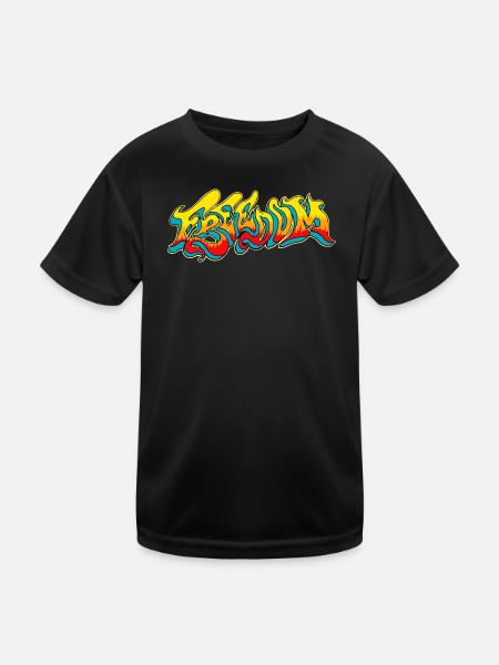 Freiheit - Kinder Funktions-T-Shirt - Schwarz - Vorne