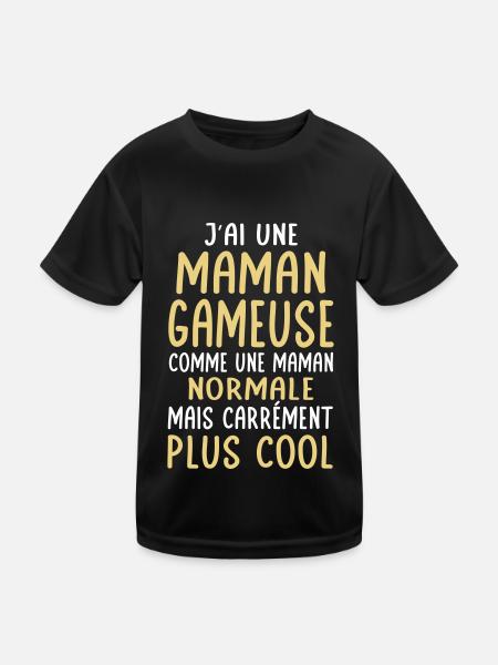 J'ai une maman gameuse plus cool - T-shirt sport Enfant - noir - Devant