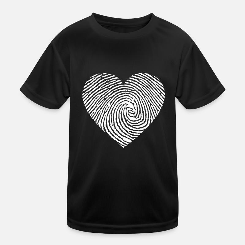 Fingerabdruck Herz - Kids Functional T-Shirt - black