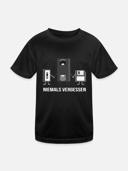 90er T-Shirt 2018 - Neunziger Motiv Retro - Kinder Funktions-T-Shirt - Schwarz - Vorne