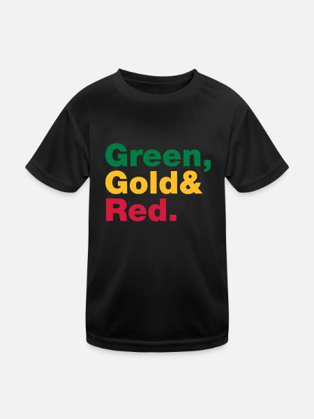 Green, Gold & Red. - Kids Functional T-Shirt - black - Front