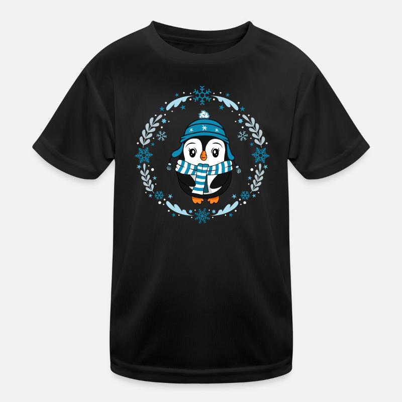 süßer Pinguin Winter Schneeflocken Tiere Mädchen Kinder Funktions-T-Shirt