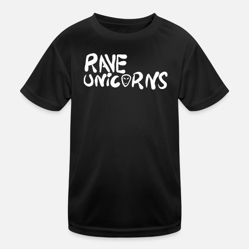 Rave Unicorns Logo Text White Kinder Funktions-T-Shirt