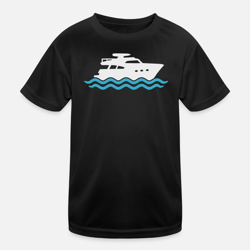 Yacht Silhouette Motorboot Kinder Funktions-T-Shirt