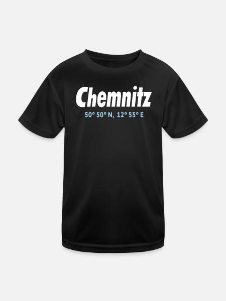 Chemnitz Koordinaten - Kinder Funktions-T-Shirt - Schwarz - Vorne