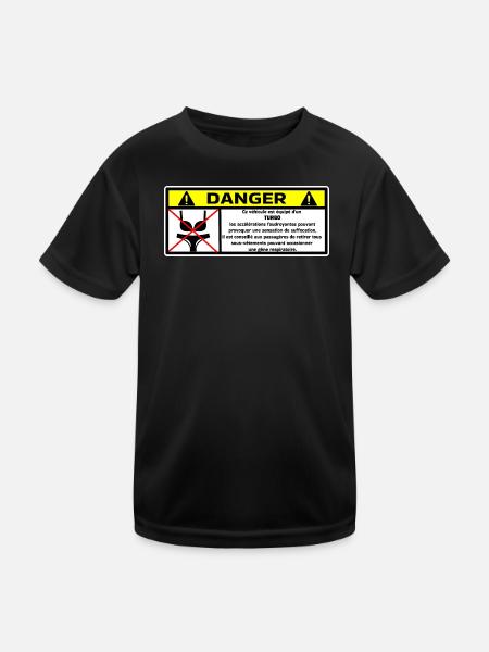 Aufkleber - Kinder Funktions-T-Shirt - Schwarz - Vorne