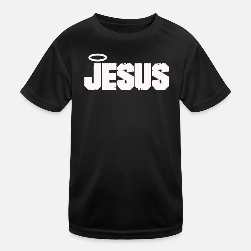 Jesus Schriftzug mit Heiligenschein Kinder Funktions-T-Shirt