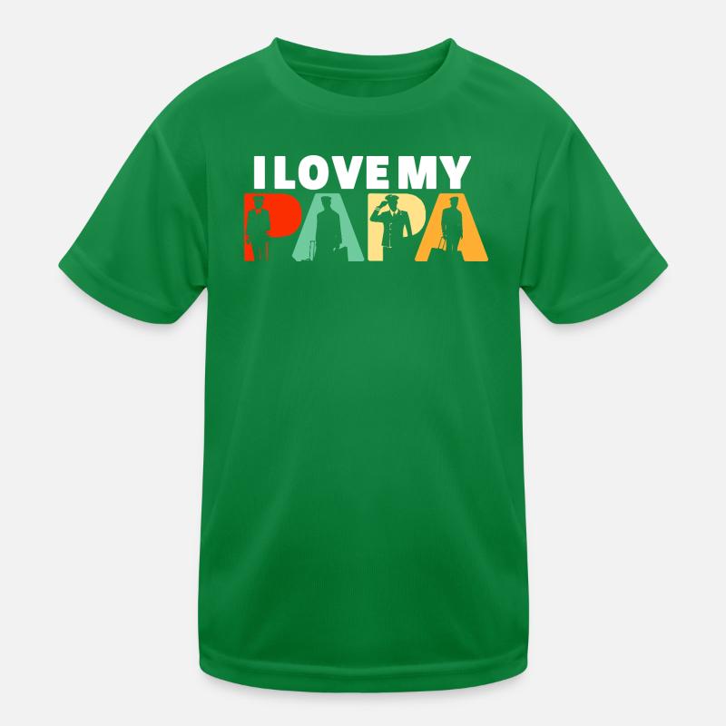 I Love My Papa Pilot Aviation Captain Design Kids Functional T-Shirt