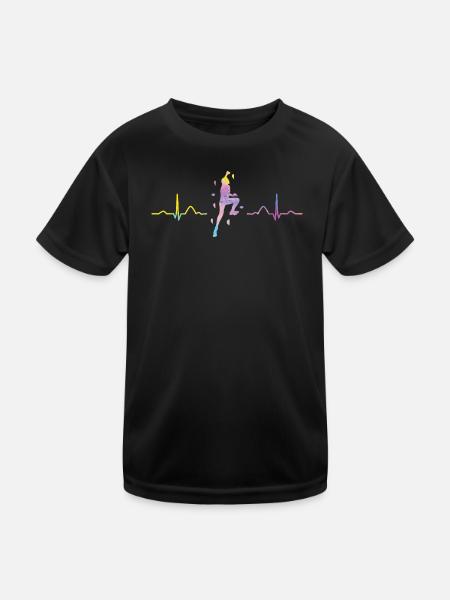 Boulderer Herzschlag Boulder Bouldern - Kinder Funktions-T-Shirt - Schwarz - Vorne
