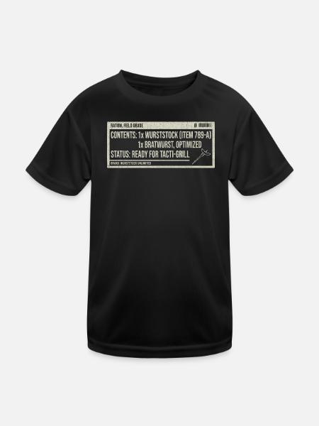Vintage Label Bratwurst Humor - Kids Functional T-Shirt - black - Front