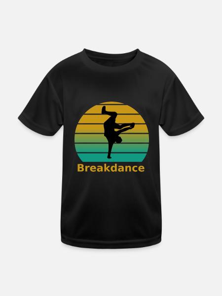 Breakdance - Kinder Funktions-T-Shirt - Schwarz - Vorne