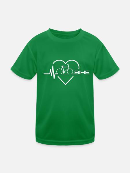 Heartbeat Bicycle Bike - Kids Functional T-Shirt - kelly green - Front