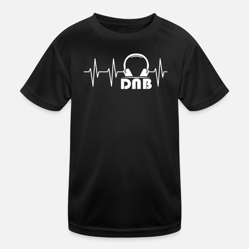 DNB Drum Bass ECG Pulse Heartbeat Earphone Logo Kids Functional T-Shirt