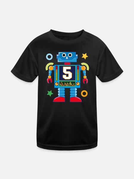 Small robot 5 years - Kids Functional T-Shirt - black - Front