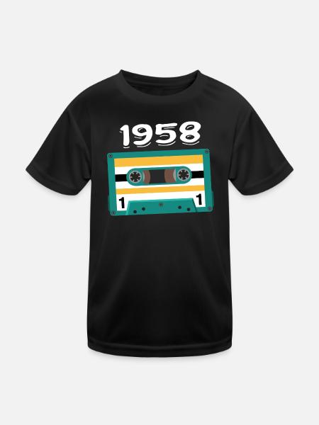 Kassette 1958 Jahrgang Jubiläum 1958 - Kinder Funktions-T-Shirt - Schwarz - Vorne