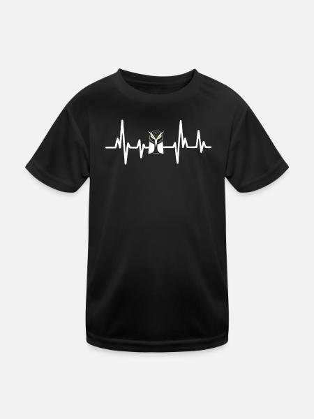 Eulen Herzschlag - Kinder Funktions-T-Shirt - Schwarz - Vorne