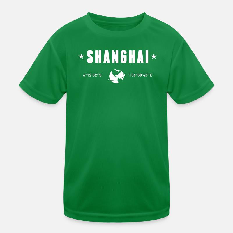 Shanghai : Chine : Coordonnées Planète Terre Blanche T-shirt sport Enfant