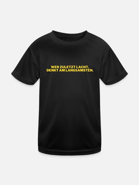 Celui qui rit le dernier pense le plus lentement. - T-shirt sport Enfant - noir - Devant