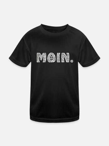 Moin. Hamburg Bremen Nordseeinsel Moin mit Anker - Kinder Funktions-T-Shirt - Schwarz - Vorne