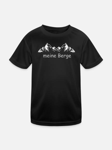 meine Berge Tshirt mit Bergsilhouette - Kinder Funktions-T-Shirt - Schwarz