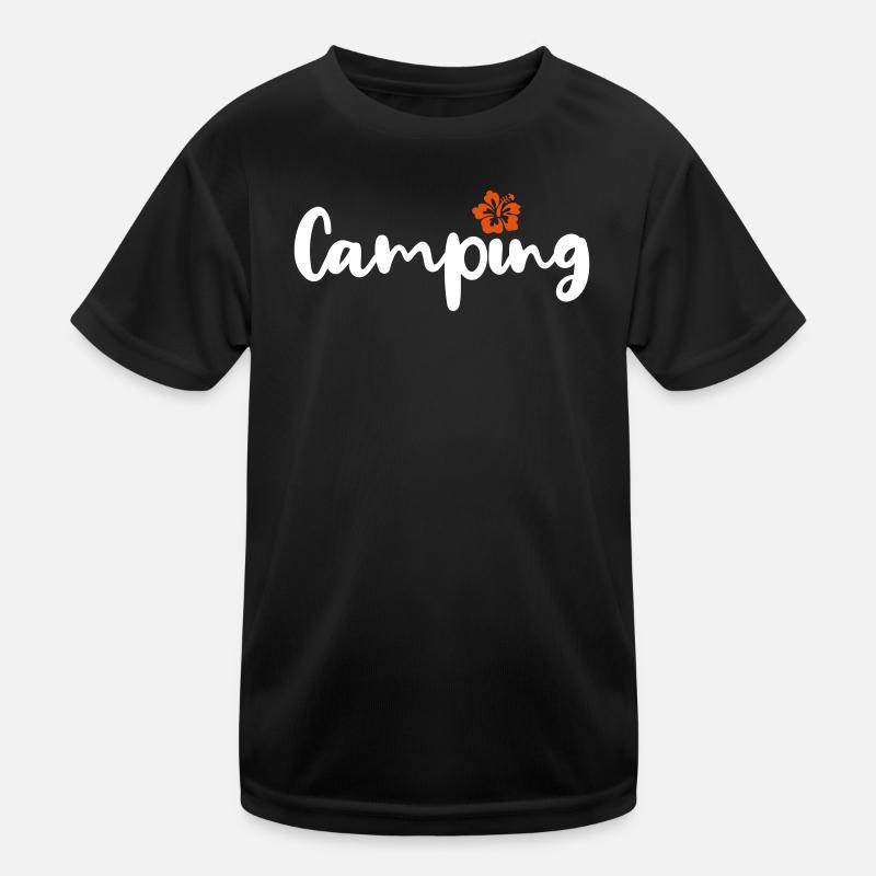 Camping Hawai Handschrift Camper Caravan Wohnmobil Kinder Funktions-T-Shirt