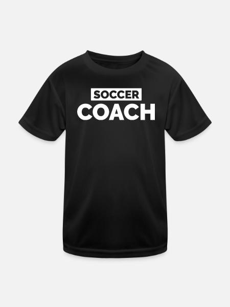 soccer coach Logo - Fußballverein und Trainer - Kinder Funktions-T-Shirt - Schwarz - Vorne