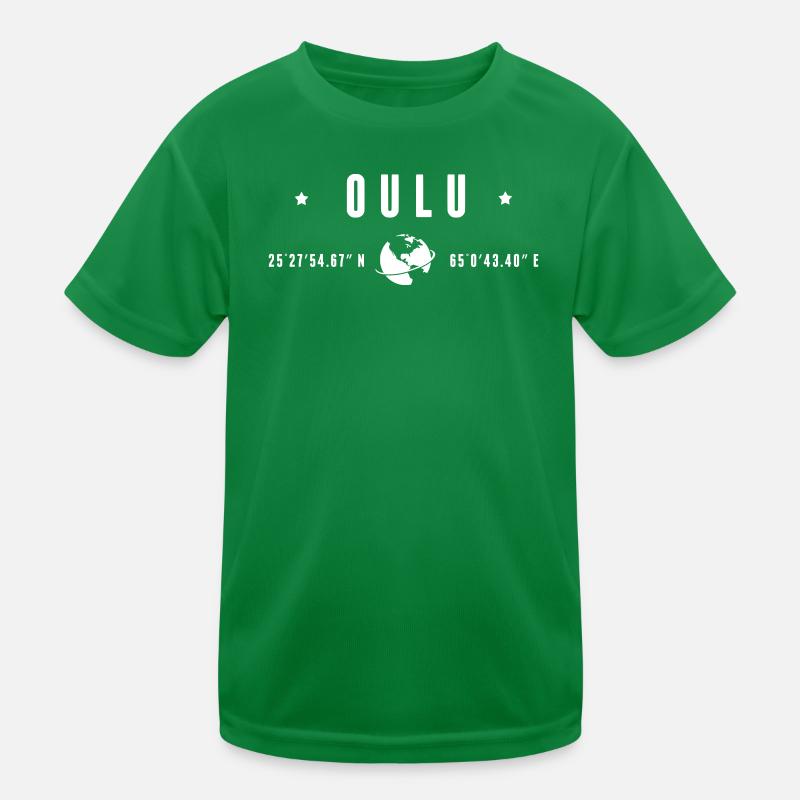 Oulu Coordonnées GPS Typographie Blanc T-shirt sport Enfant