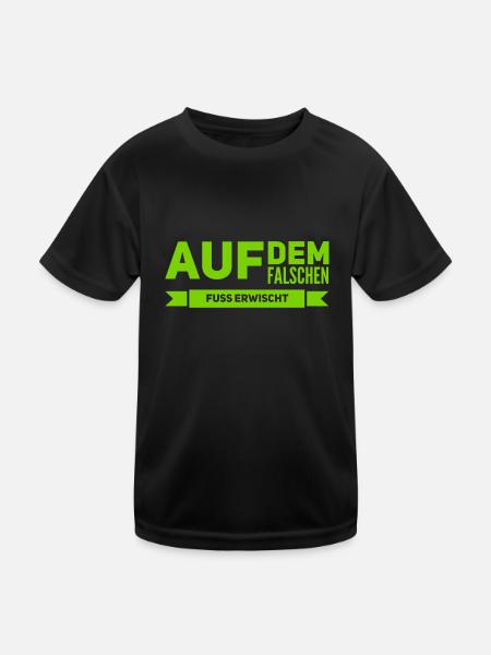 auf dem falschen Fuß erwischt - Kinder Funktions-T-Shirt - Schwarz - Vorne