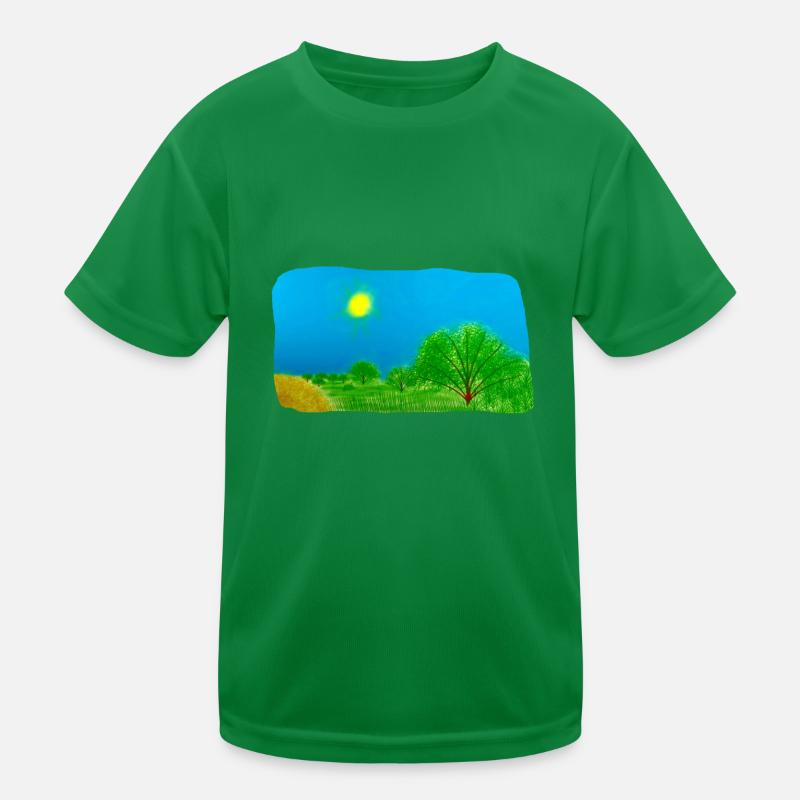 Bäume und Wiese Kinder Funktions-T-Shirt