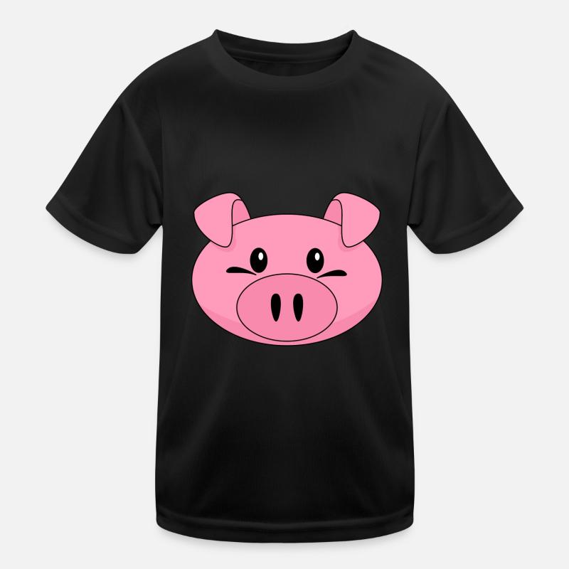 Pigs head pink funny Kids Functional T-Shirt