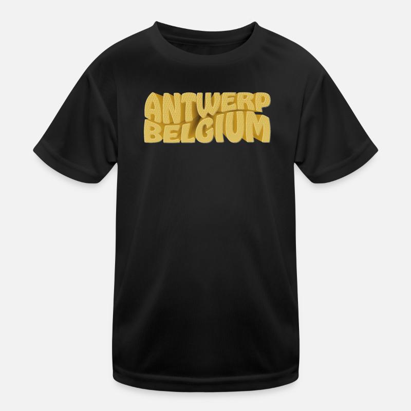 Antwerp Belgium Word Picture Retro Style Kids Functional T-Shirt