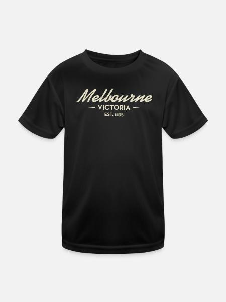 Melbourne Vintage Est 1835 - Kinder Funktions-T-Shirt - Schwarz - Vorne