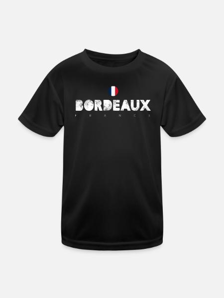 Bordeaux - Kinder Funktions-T-Shirt - Schwarz - Vorne